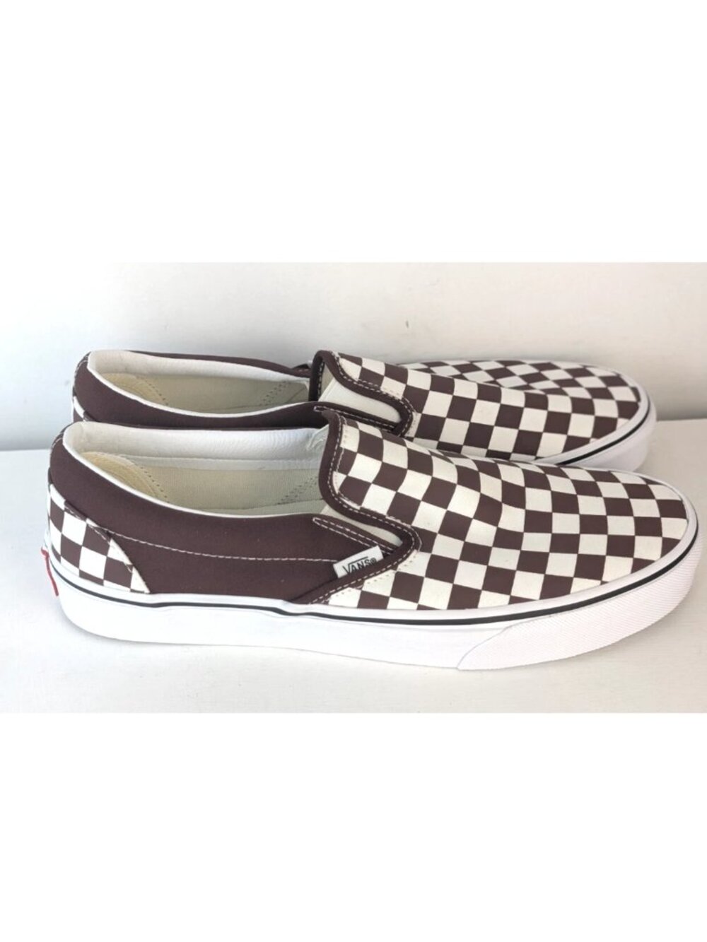 M10.5 W12 VANS Slip-On Color Theory Checkerboard Sneaker Bitter Chocolate Brown